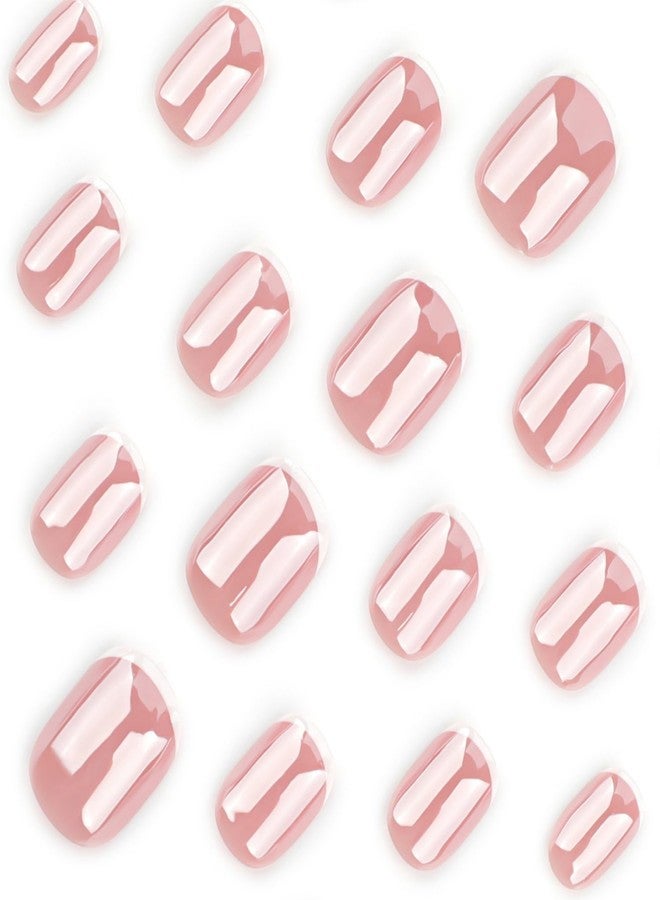 GRITOSE Extra Short Press on Nail Nude Fake Nails Chrome Full Cover White French Tip Press ones False Nails Natural Reusable Stick on Nail Gel Glue on Nails Square Acrylic Nail for Women Girls 24pcs - Image 5